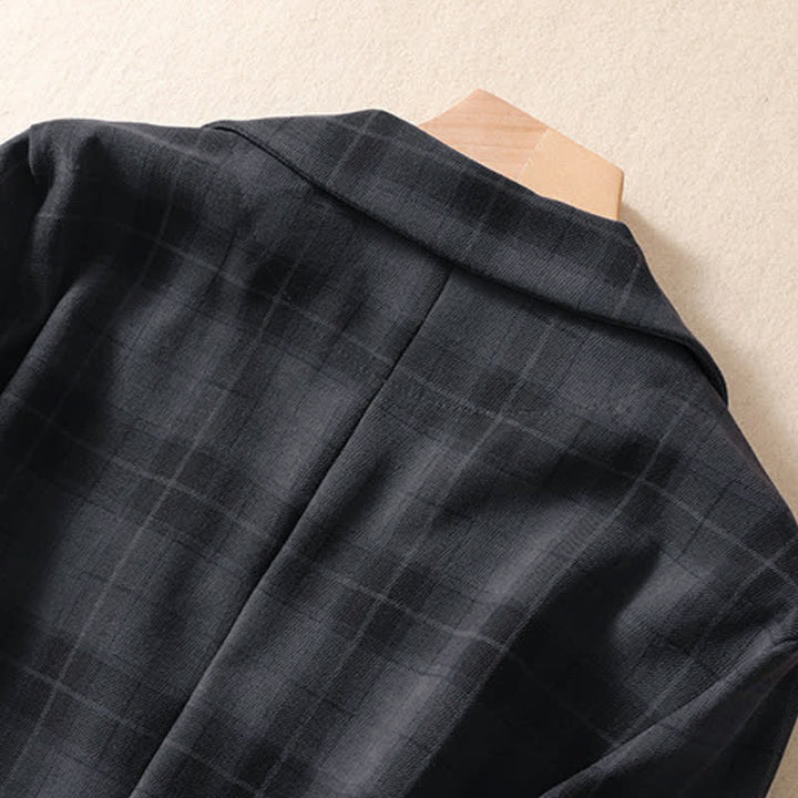 Buddha Stones Fall Vintage Classic Button-Up Plaid Women's Jacket With Pockets - image 14