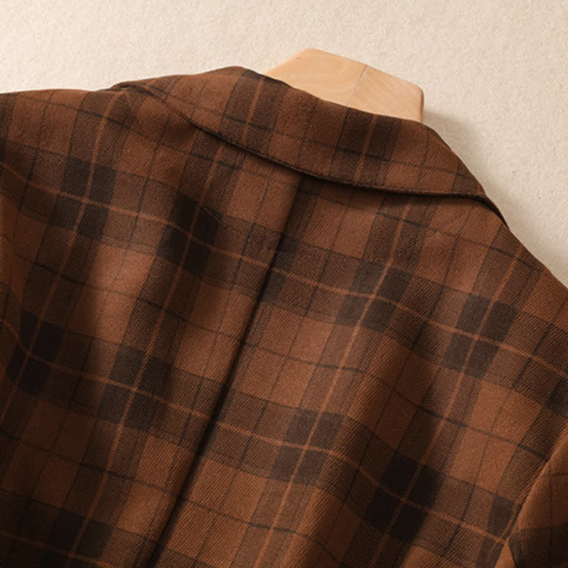 Buddha Stones Fall Vintage Classic Button-Up Plaid Women's Jacket With Pockets - image 23
