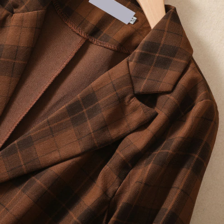Buddha Stones Fall Vintage Classic Button-Up Plaid Women's Jacket With Pockets - image 24