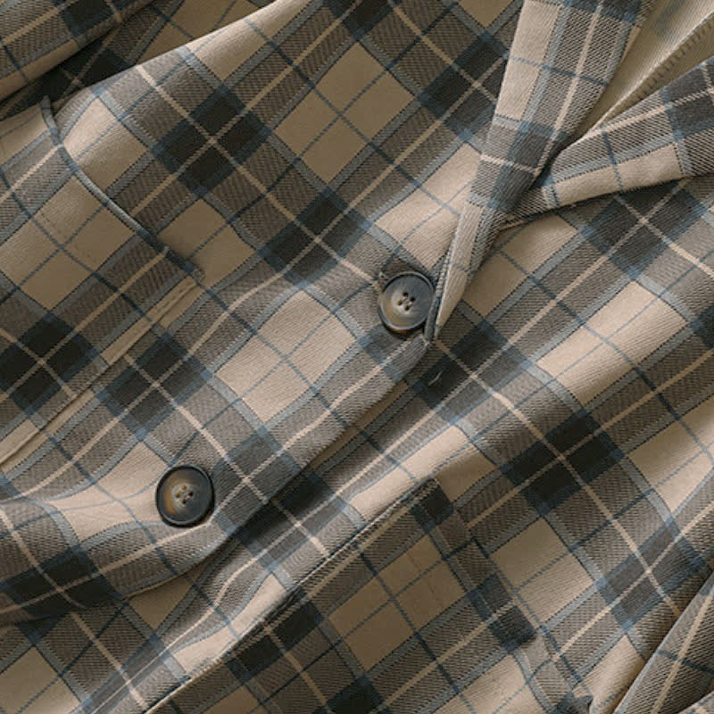 Buddha Stones Fall Vintage Classic Button-Up Plaid Women's Jacket With Pockets - image 5