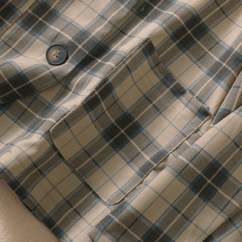 Buddha Stones Fall Vintage Classic Button-Up Plaid Women's Jacket With Pockets - image 7