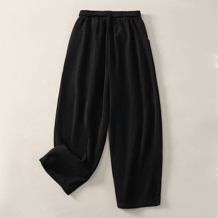 Buddha Stones Fall Winter Casual Minimalist Drawstring Solid Ankle Pants Women's Harem Pants With Pockets - image 10