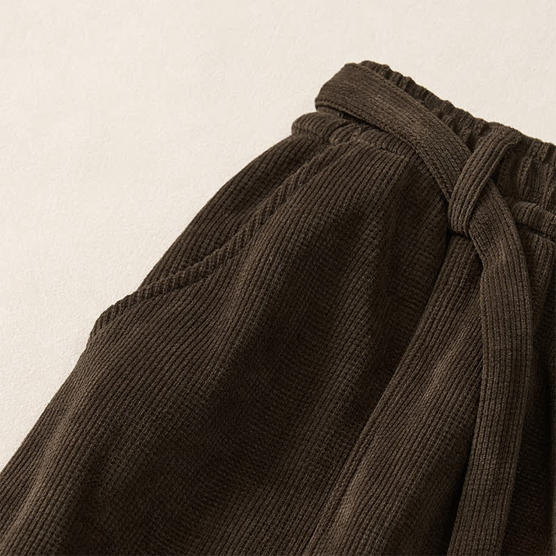 Buddha Stones Fall Winter Casual Minimalist Drawstring Solid Ankle Pants Women's Harem Pants With Pockets - image 2