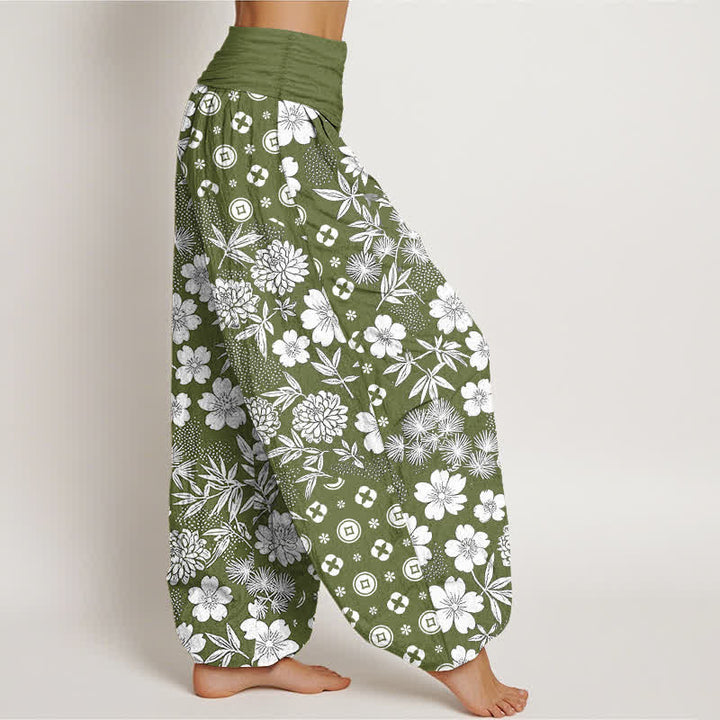 Buddha Stones Cotton Bohemian Floral Geometry Coins Pattern Women's Elastic Waist Harem Pants - image 10