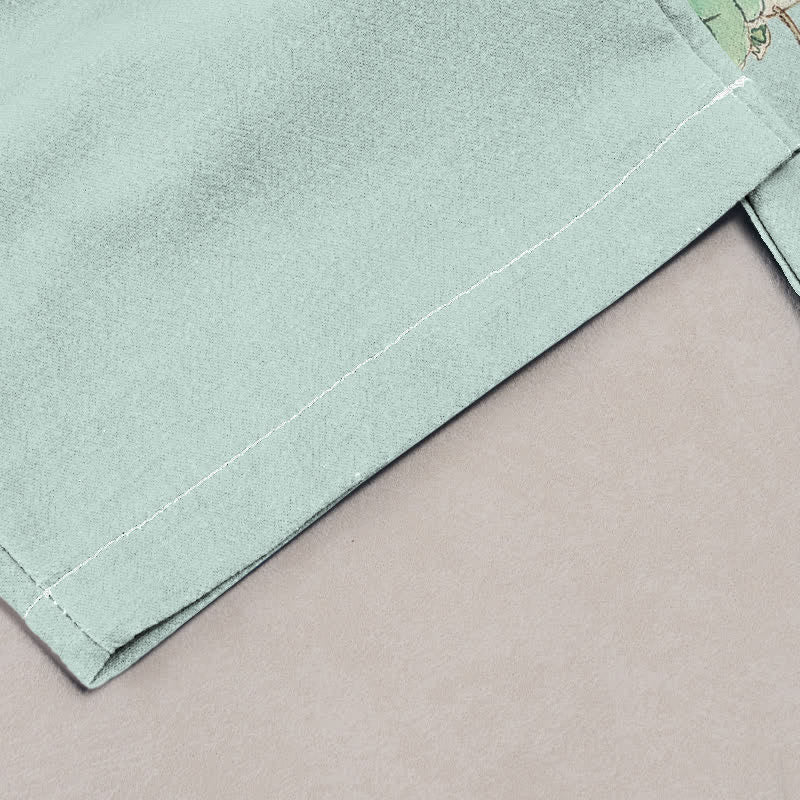 Buddha Stones Pure Cotton Elegant Bird Branch Pattern Women's Elastic Waist Pants With Pockets - image 1