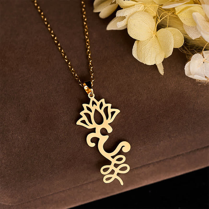 Buddha Stones Titanium Steel Openwork Lotus Pendant Protection Necklace - image 8