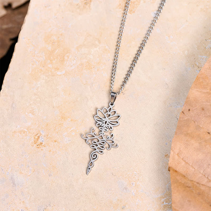 Buddha Stones Modern Titanium Steel Lotus Durability and Enlightenment Necklace - image 3