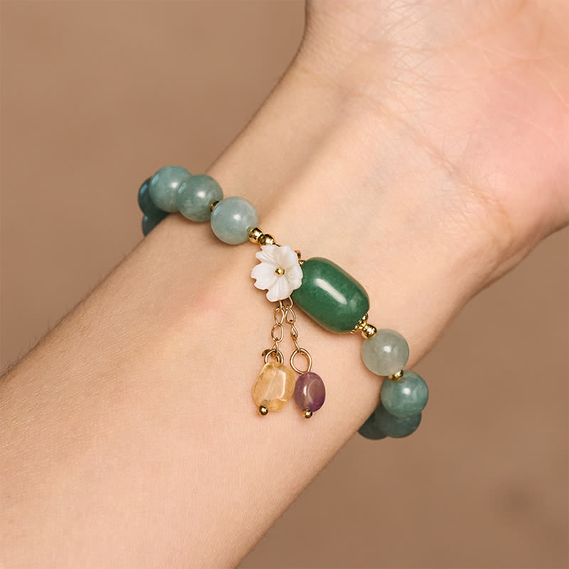 Buddha Stones Jade Blossom Charm Protection Stretch Bracelet - image 8