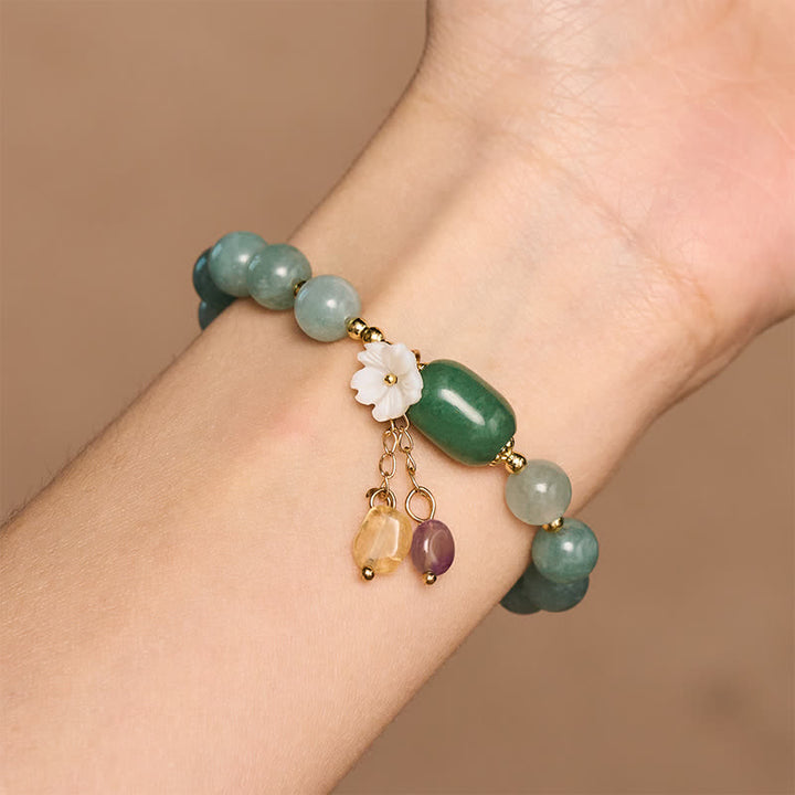 Buddha Stones Jade Blossom Charm Protection Stretch Bracelet - image 8