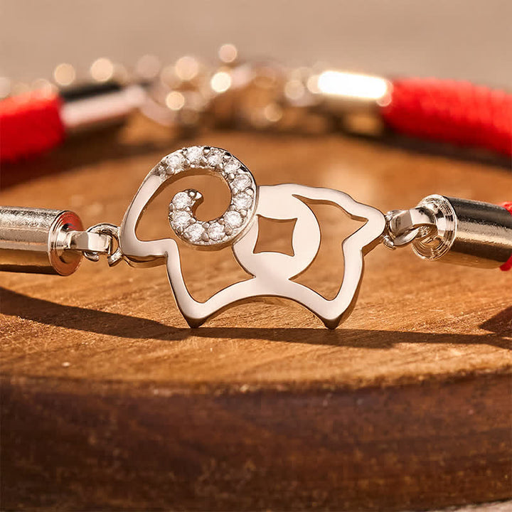 Buddha Stones Braided Red String Goat Zodiac Charm Strength Bracelet - image 3