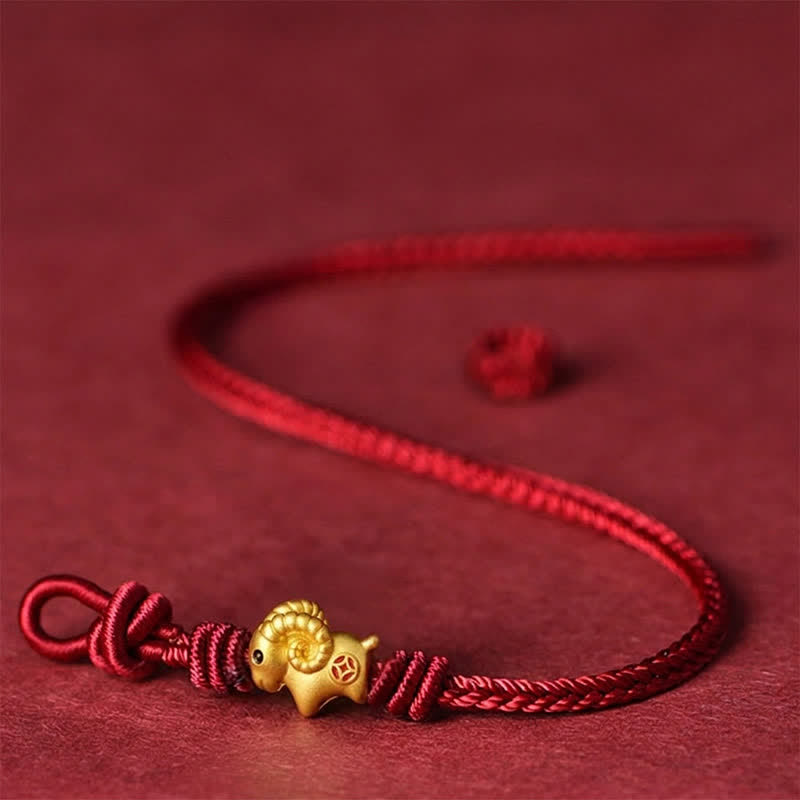 Buddha Stones Braided Red String Goat Charm Connection Bracelet - image 8