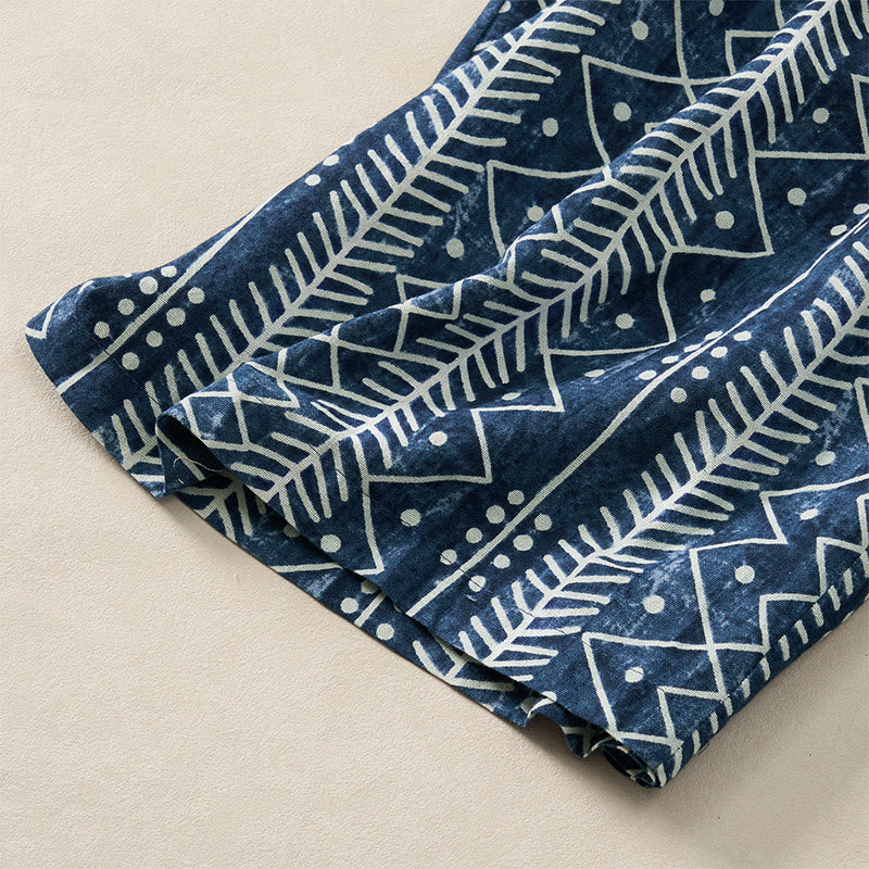 Buddha Stones Blue Stripes Print Wide Leg Pants With Pockets - image 5