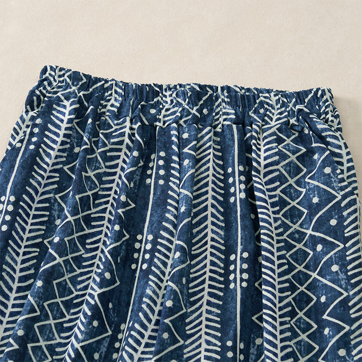 Buddha Stones Blue Stripes Print Wide Leg Pants With Pockets - image 2