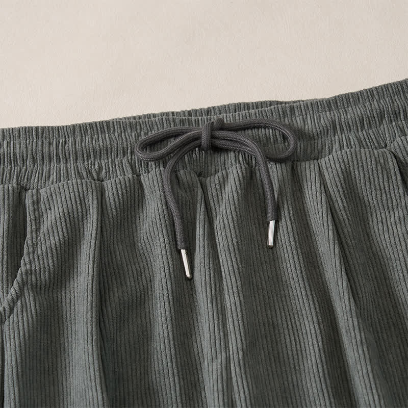 Buddha Stones Fall Winter Casual Minimalist Drawstring Solid Long Pants Corduroy Women's Straight Leg Pants With Pockets - image 20