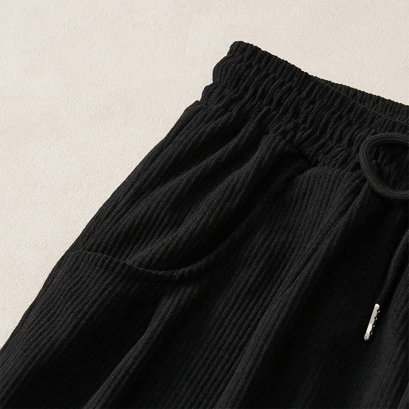 Buddha Stones Fall Winter Casual Minimalist Drawstring Solid Long Pants Corduroy Women's Straight Leg Pants With Pockets - image 12