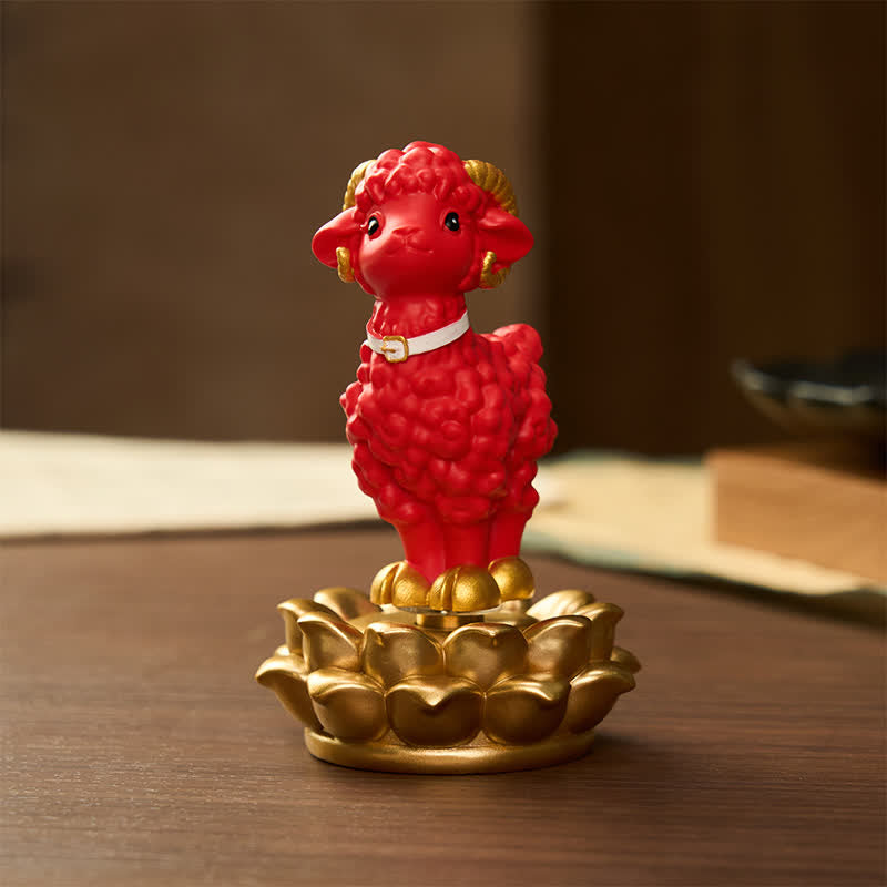 Buddha Stones Resin Lucky Cartoon Sheep Cloud Base Rotating Cute Animal Decor - image 10