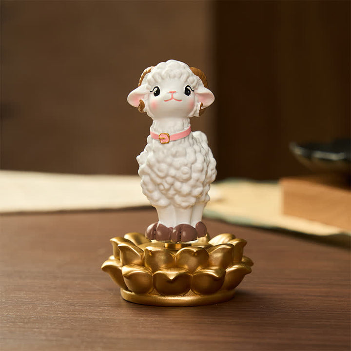 Buddha Stones Resin Lucky Cartoon Sheep Cloud Base Rotating Cute Animal Decor - image 1
