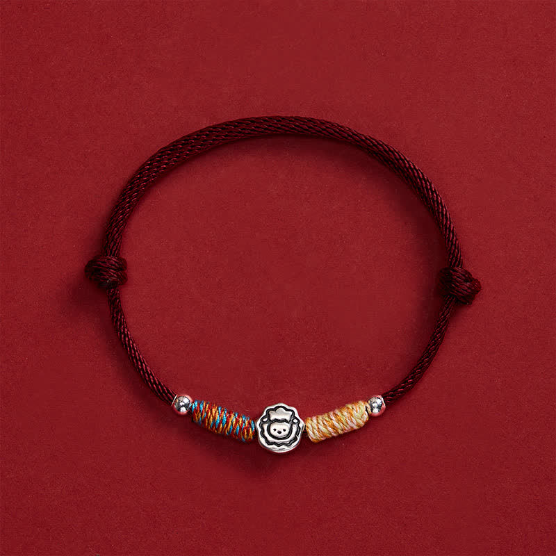 Buddha Stones Year of the Goat 999 Sterling Silver Chinese Zodiac Luck and Protection Red String Bracelet - Goat - image 0