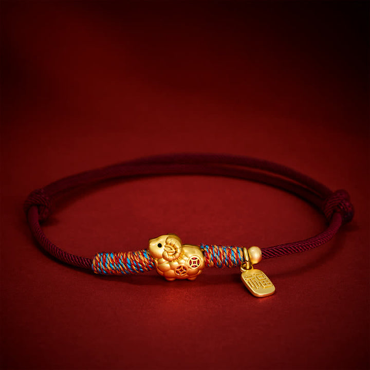 Buddha Stones Year of the Goat Copper Cute Sheep Lamb Fu Character Coins Red String Luck Bracelet - image 20