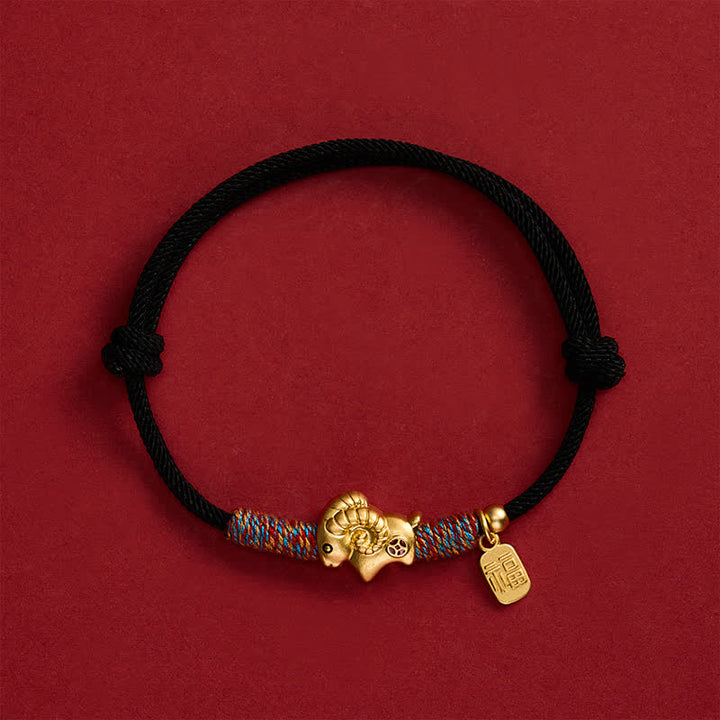 Buddha Stones Year of the Goat Copper Cute Sheep Lamb Fu Character Coins Red String Luck Bracelet - image 13