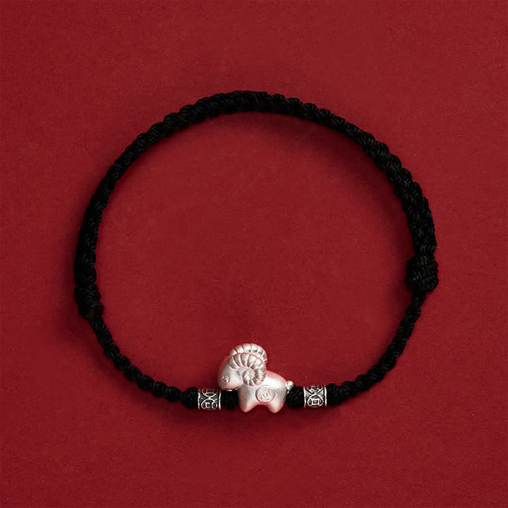 Buddha Stones Year of the Goat 999 Sterling Silver Sheep String Strength Bracelet - image 14