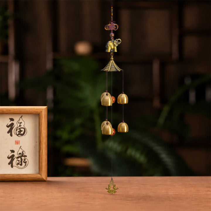 Buddha Stones Copper Pagoda Elephant Koi Fish Fu Character Luck Bells & Chimes - image 4