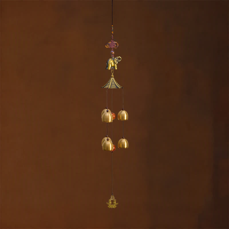 Buddha Stones Copper Pagoda Elephant Koi Fish Fu Character Luck Bells & Chimes - image 6