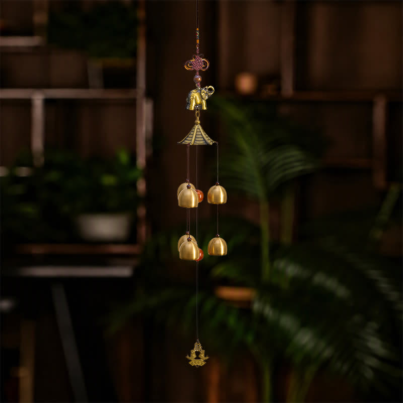 Buddha Stones Copper Pagoda Elephant Koi Fish Fu Character Luck Bells & Chimes - image 5