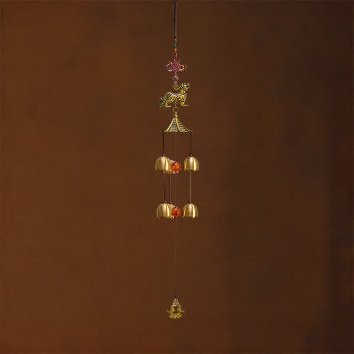 Buddha Stones Copper Pi Xiu Wealth Tower Six Bells Wealth Wind Chime - image 10