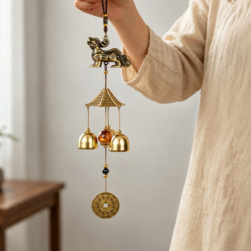 Buddha Stones Pi Xiu Bagua Gourd Coin Wealth Bells & Chimes - Pixiu - image 0