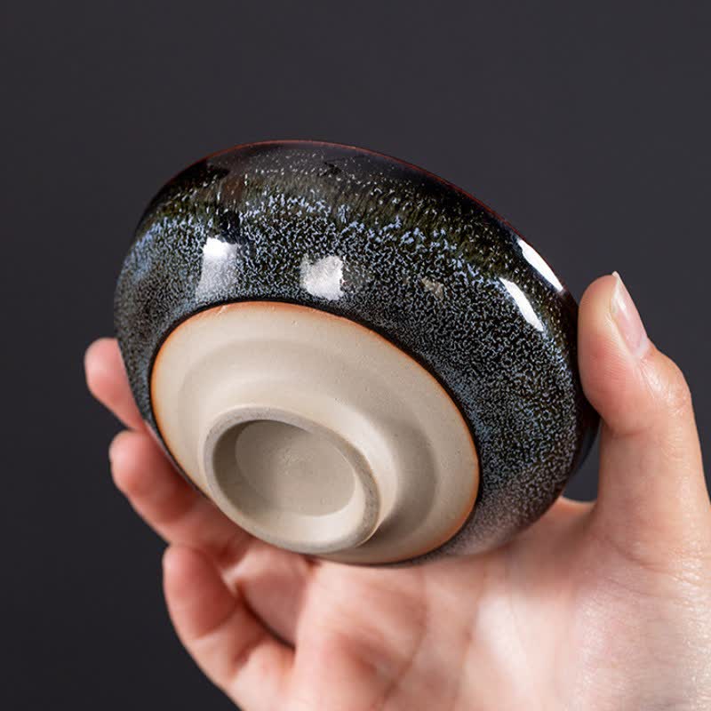 Buddha Stones Dark Speckled Maple Leaf Ceramic Tea Cup - image 3