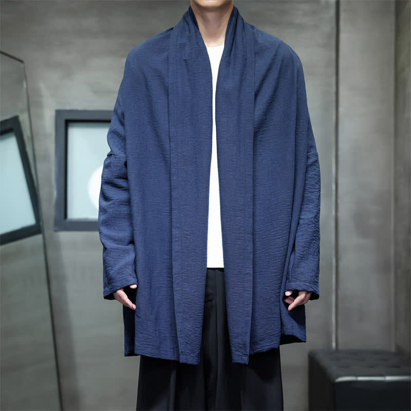 Buddha Stones Fall Classic Minimalist Solid Men's Kimono With Pocket - DarkSlateBlue - US/UK/AU46，EU56 (3XL) - image 14