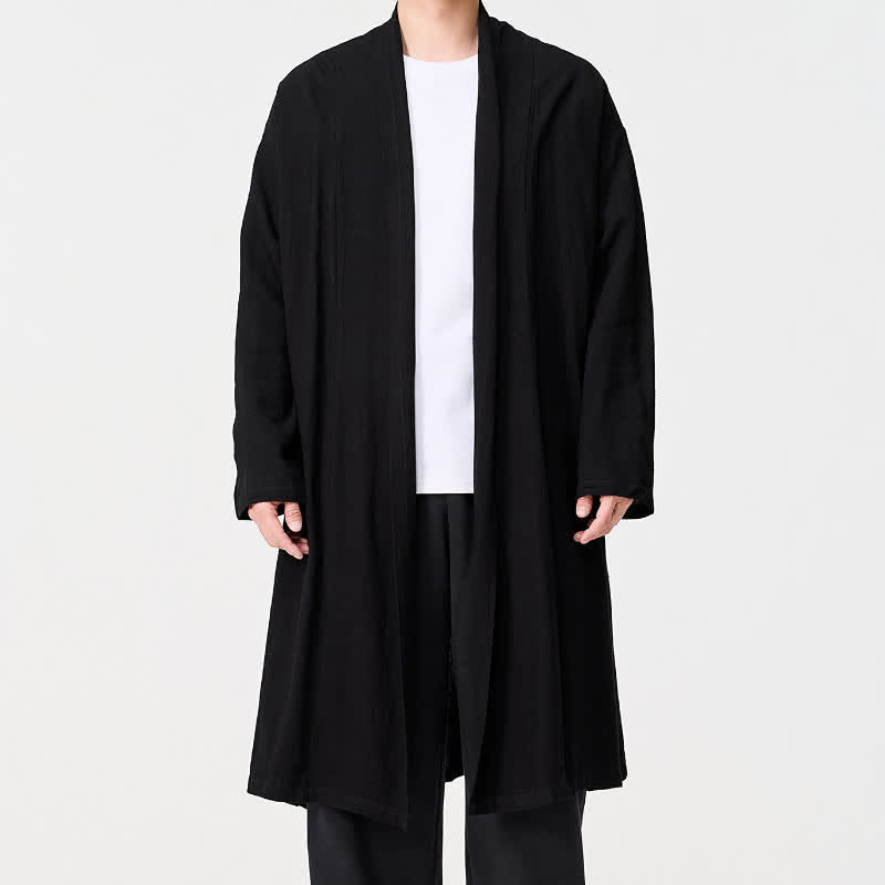 Buddha Stones Fall Minimalist Retro Tang Style Solid Men's Kimono - image 11