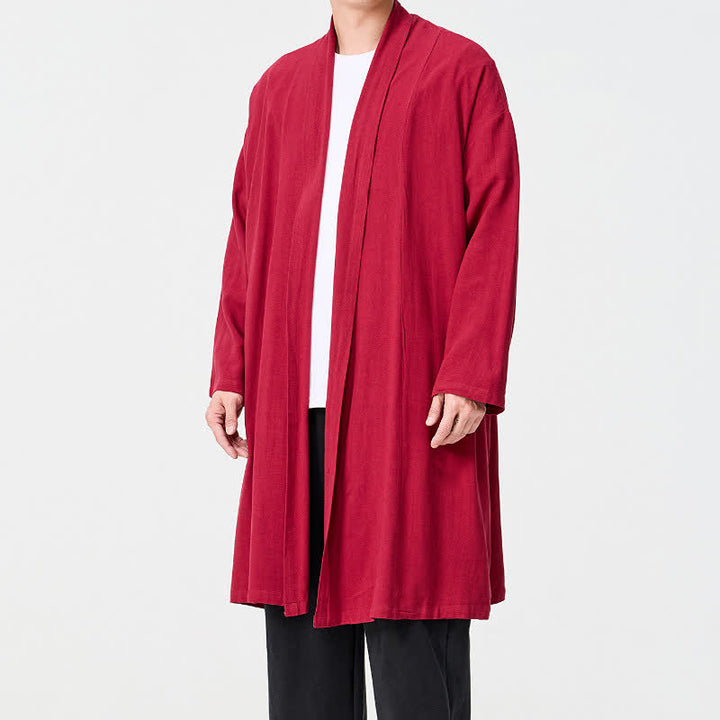 Buddha Stones Fall Minimalist Retro Tang Style Solid Men's Kimono - image 22