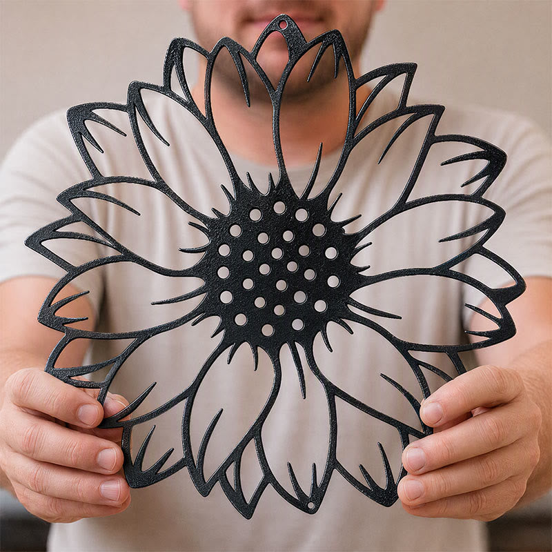 Buddha Stones Round Floral Sunflower Energy Iron Metal Wall Decor - image 6