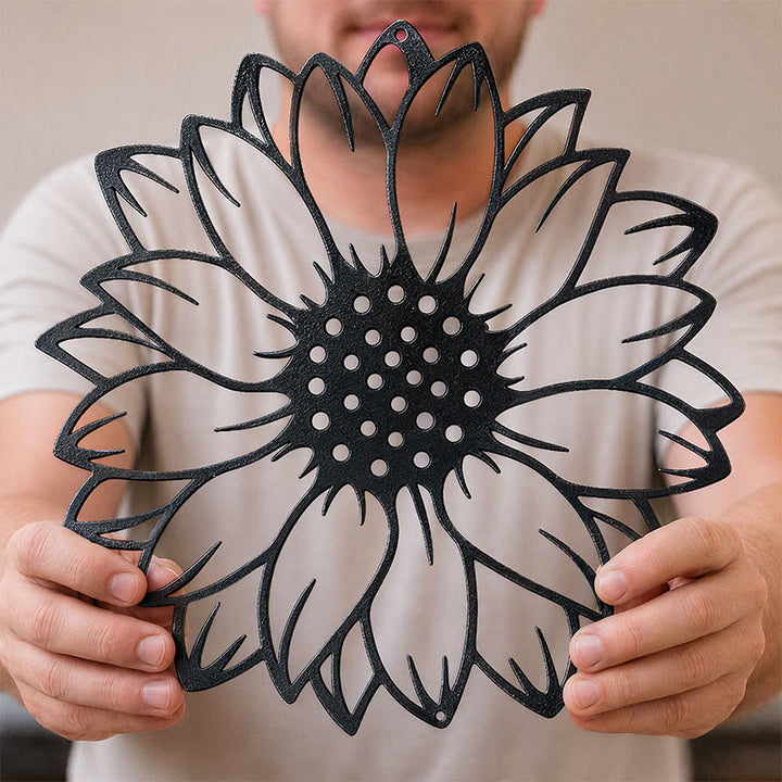 Buddha Stones Round Floral Sunflower Energy Iron Metal Wall Decor - image 6
