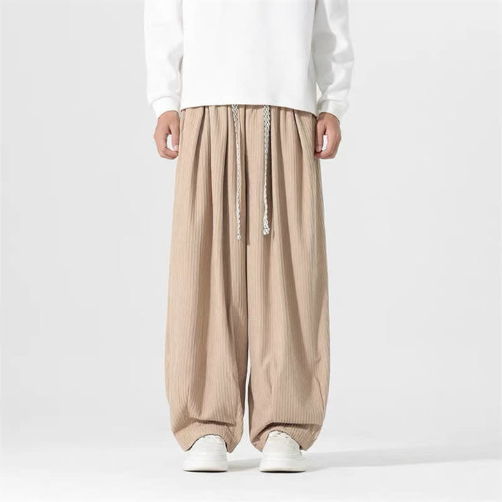 Buddha Stones Spring Fall Basic Drawstring Solid Ankle Pants Corduroy Men's Straight Leg Pants With Pockets - Tan - US/UK/AU46，EU56 (5XL) - image 12