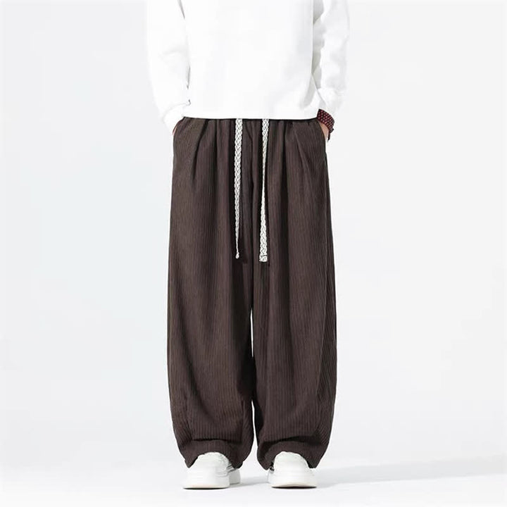 Buddha Stones Spring Fall Basic Drawstring Solid Ankle Pants Corduroy Men's Straight Leg Pants With Pockets - SaddleBrown - US/UK/AU46，EU56 (5XL) - image 9