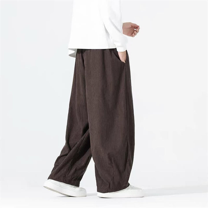 Buddha Stones Spring Fall Basic Drawstring Solid Ankle Pants Corduroy Men's Straight Leg Pants With Pockets - image 10