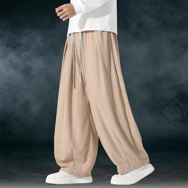 Buddha Stones Spring Fall Basic Drawstring Solid Ankle Pants Corduroy Men's Straight Leg Pants With Pockets - image 14