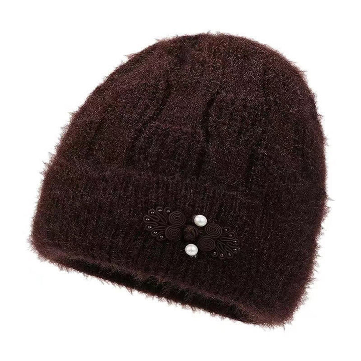 Buddha Stones Fall Winter Ribbed Knit Floral Fleece-lined Thickened Women's Hat - SaddleBrown - image 10