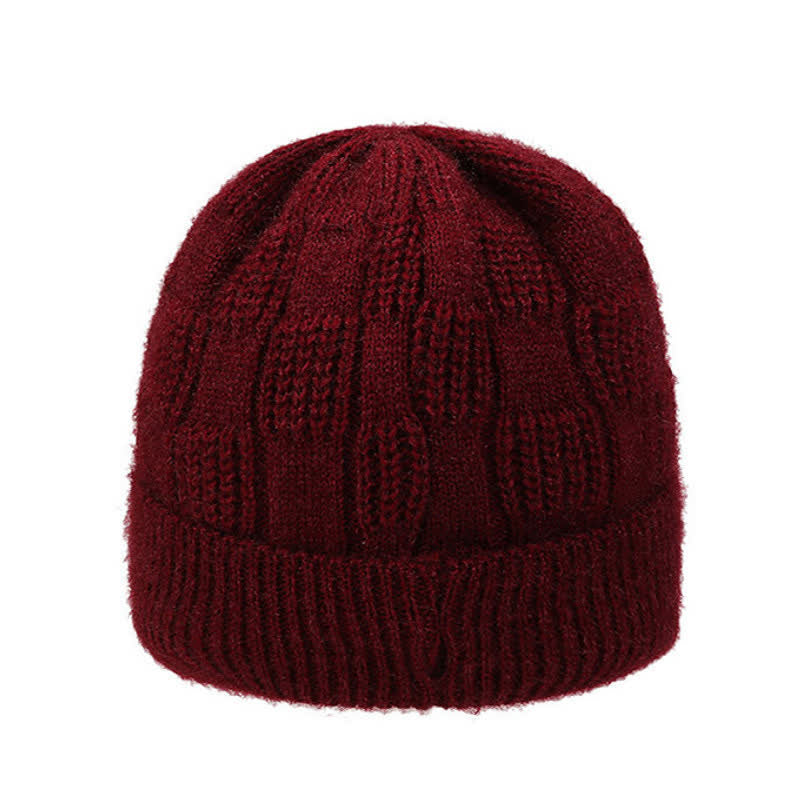 Buddha Stones Fall Winter Ribbed Knit Floral Fleece-lined Thickened Women's Hat - image 4