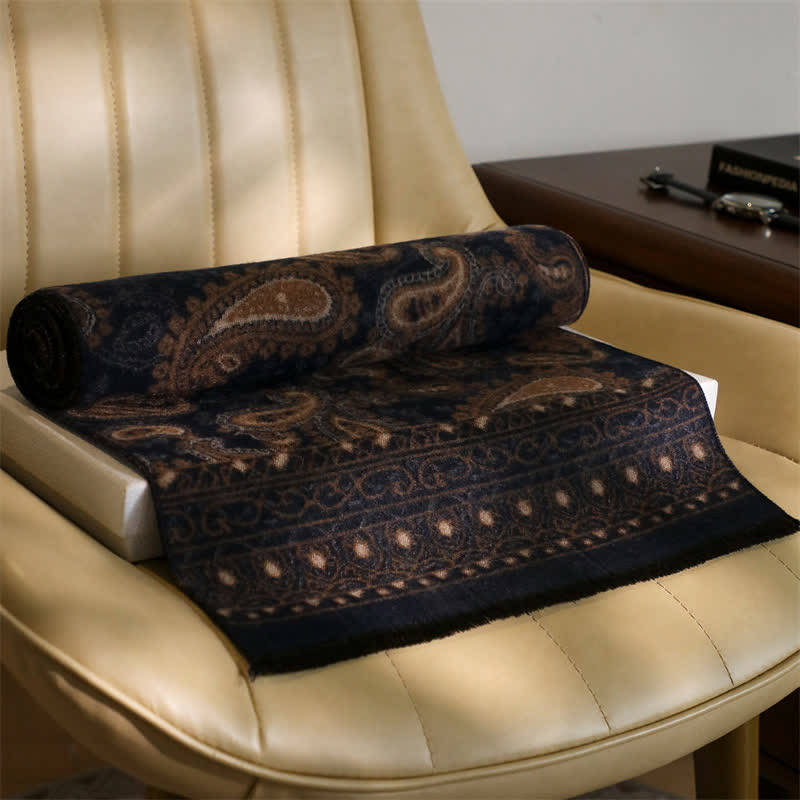 Buddha Stones Fall Winter Vintage Paisley Tassel Cozy Men's Scarf - image 1