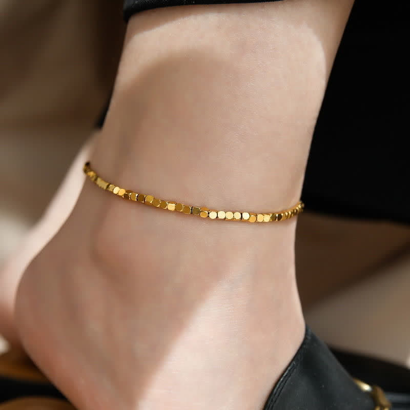 Buddha Stones Titanium Steel Faceted Chain Minimalist Durability Anklet - image 0