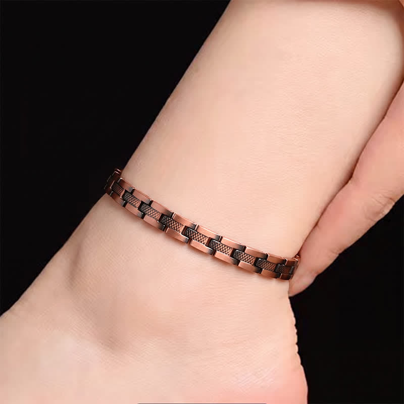 Buddha Stones Magnetic Copper Link Chain Modern Balance Anklet - image 2