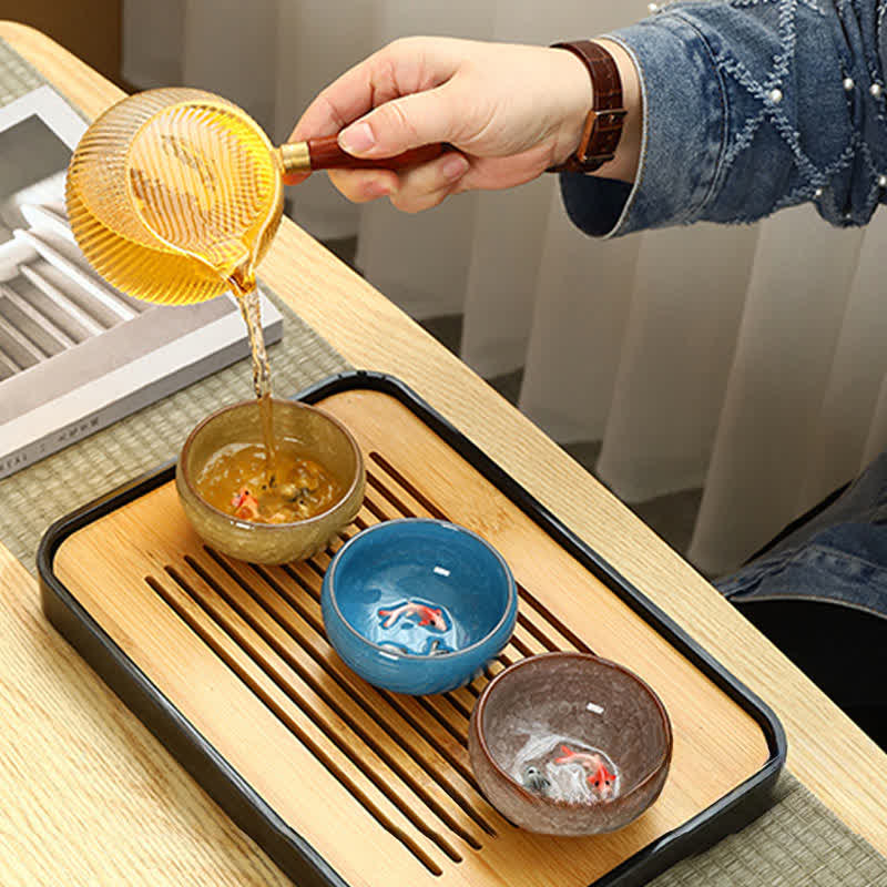 Buddha Stones Ceramic Koi Fish Success Crackle Glaze Gongfu Tea Cup - image 10