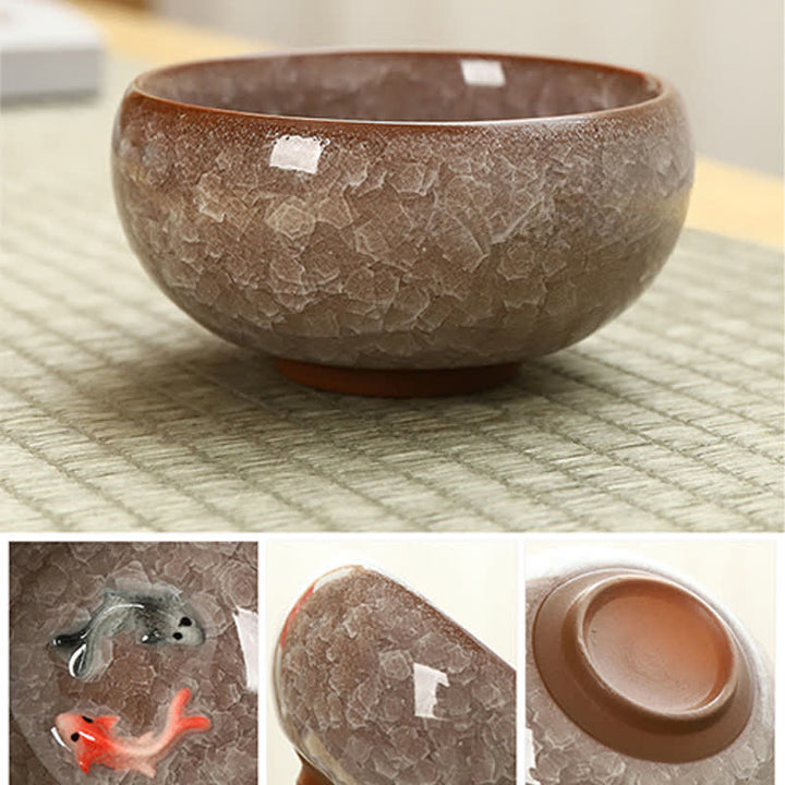 Buddha Stones Ceramic Koi Fish Success Crackle Glaze Gongfu Tea Cup - image 8