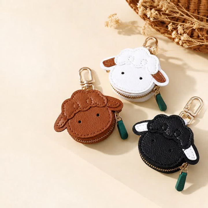 Buddha Stones Leather Lamb Goat Face Keychain Storage Wallet - image 8