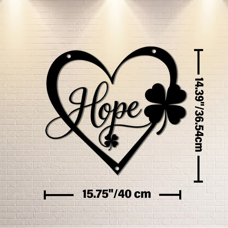 Buddha Stones Metal Hope Heart Lucky Clover Meaningful Symbols Wall Art - Approx. 40cm x 40cm x 0.1cm / 15.75in x 15.75in x 0.04in - image 9