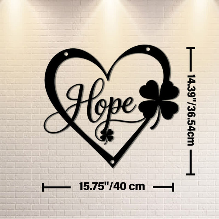 Buddha Stones Metal Hope Heart Lucky Clover Meaningful Symbols Wall Art - Approx. 40cm x 40cm x 0.1cm / 15.75in x 15.75in x 0.04in - image 9